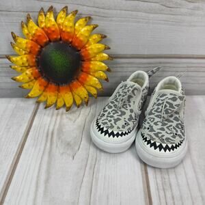 Vans Toddler Slip On V Shark Gray Leopard Print Shoes 4C